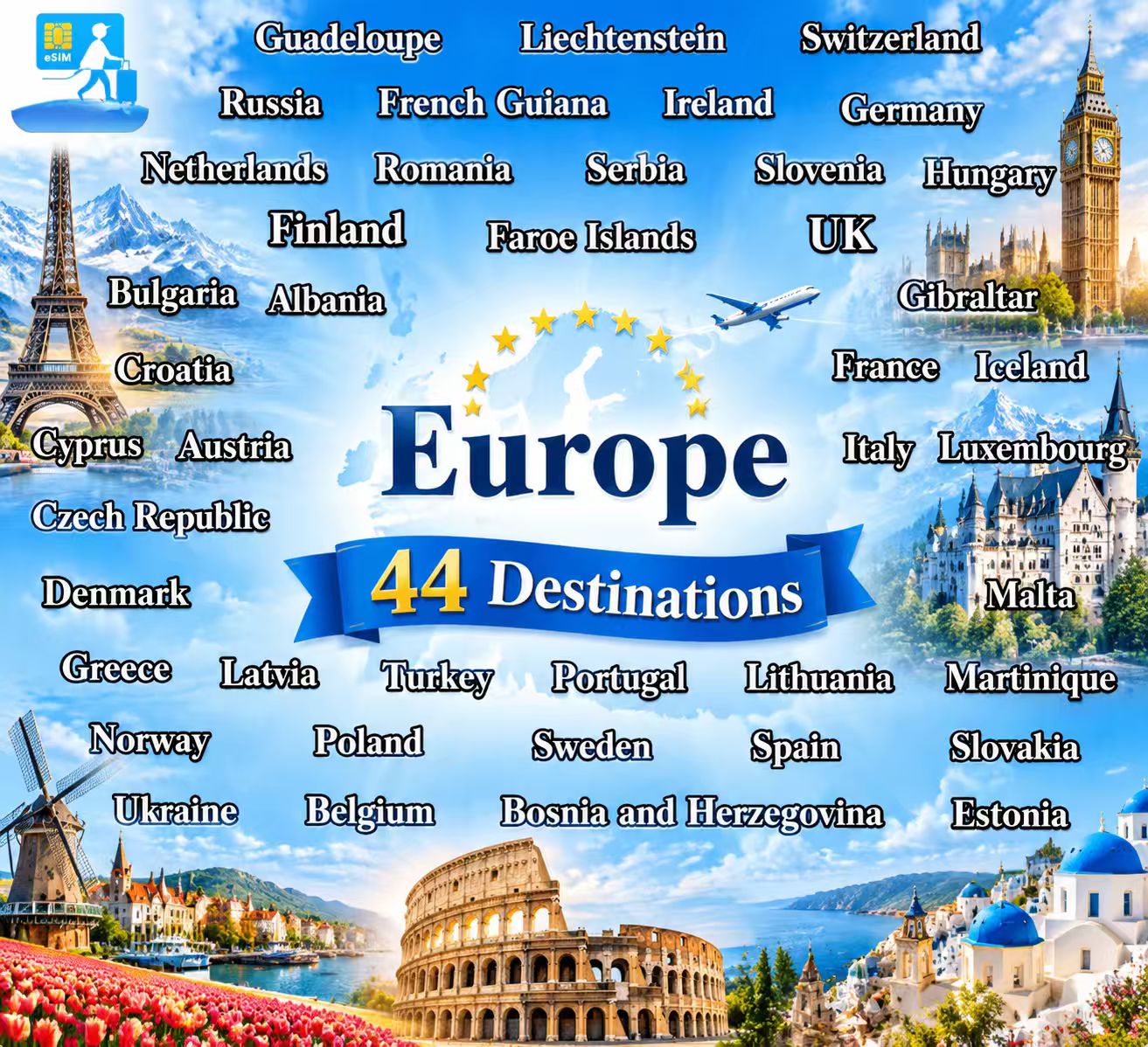 Europe 44 Destinations eSIM